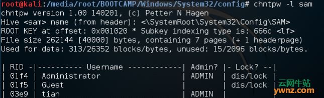 使用Kali Linux重置Windows密码-chntpw