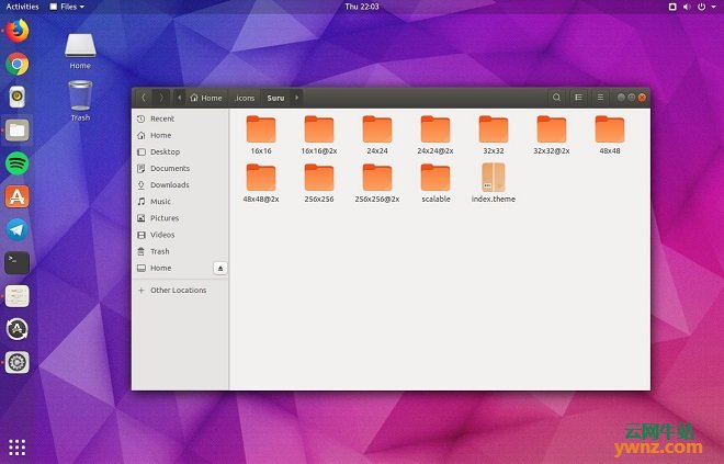 Ubuntu 18.04使用Suru为默认图标主题，其它Ubuntu可以安装使用