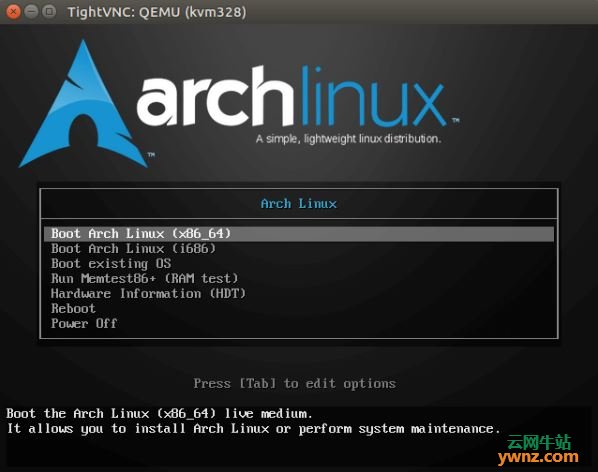 KVM虚拟化VPS安装Arch Linux