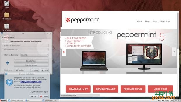 基于Lubuntu的Peppermint OS桌面截图