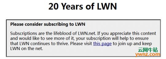 Linux Weekly News诞生二十周年