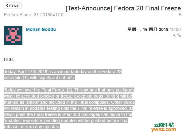 Fedora 28已进入Final Freeze阶段，下个月发布正式版