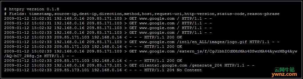 Linux命令行下抓取HTTP流量的工具：httpry