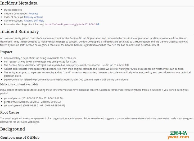 密码的锅，Gentoo发布GitHub仓库被入侵事件报告