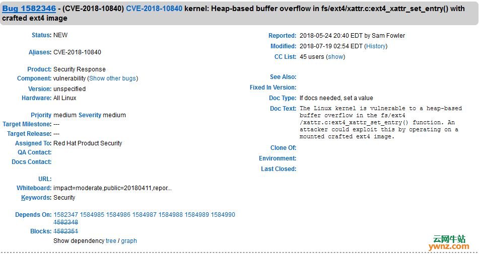 Linux kernel堆缓冲区溢出漏洞（CVE-2018-10840）已修复