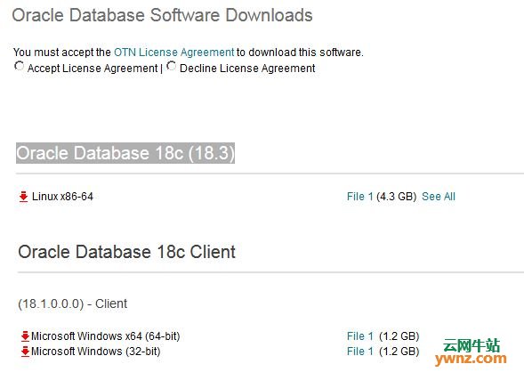 已有Linux x86-64平台的Oracle Database 18c (18.3)下载