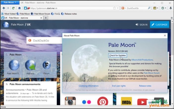 苍月Pale Moon 28.0浏览器发布下载，支持Linux版本