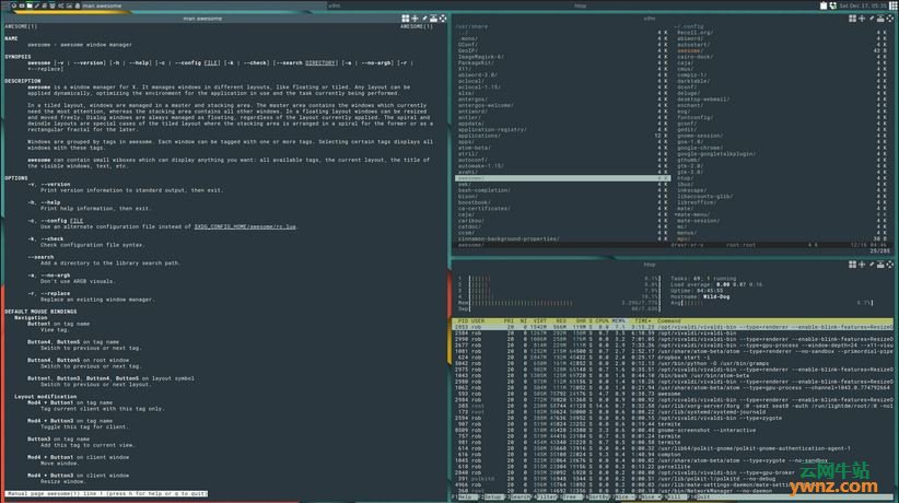 Linux平铺窗口管理器:i3,sway,Qtile,dwm,awesome,附安装方法