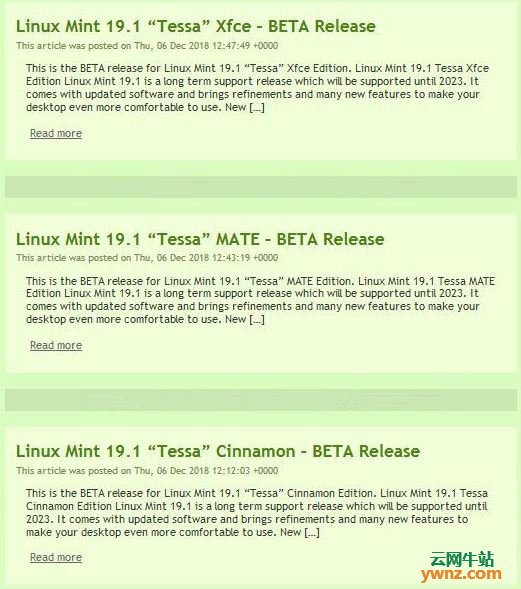 Linux Mint 19.1 BETA版发布，提供Cinnamon,Xfce,MATE版本下载