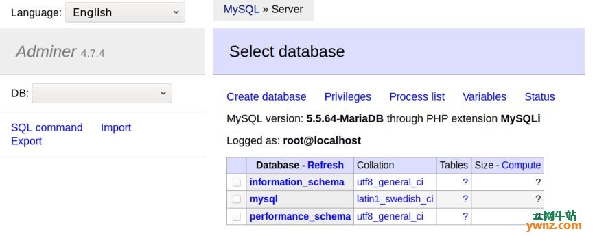 在Linux下安装和使用Adminer，用它管理MySQL/MariaDB和PostgreSQL