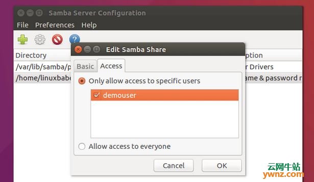 在Ubuntu 16.04系统中安装使用System-Config-Samba的方法