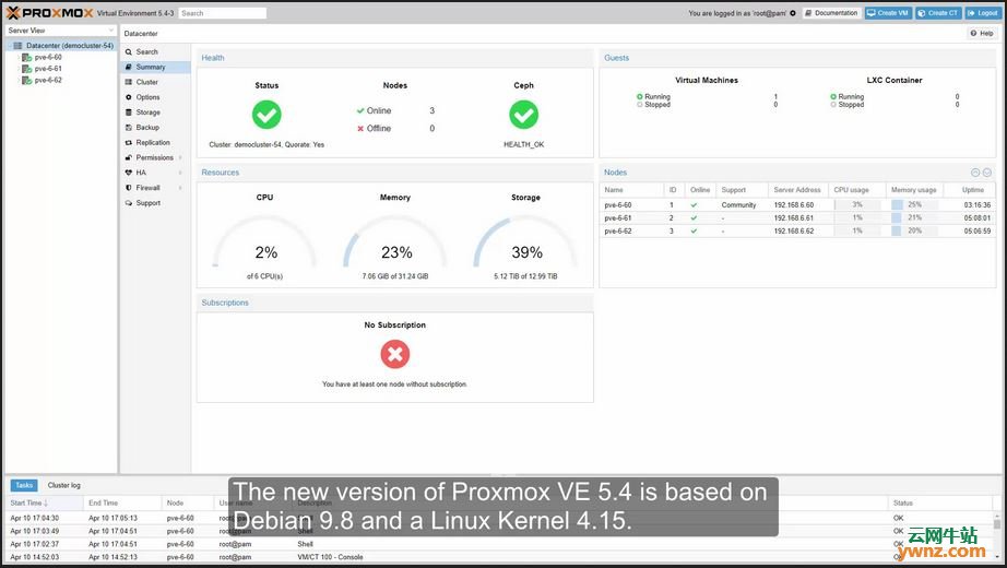 Proxmox VE 5.4发布下载，基于Debian 9.8且提供更高的灵活性