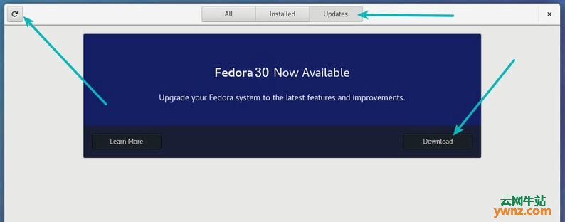 用Fedora 29 Workstation的用户使用图形桌面升级到Fedora 30