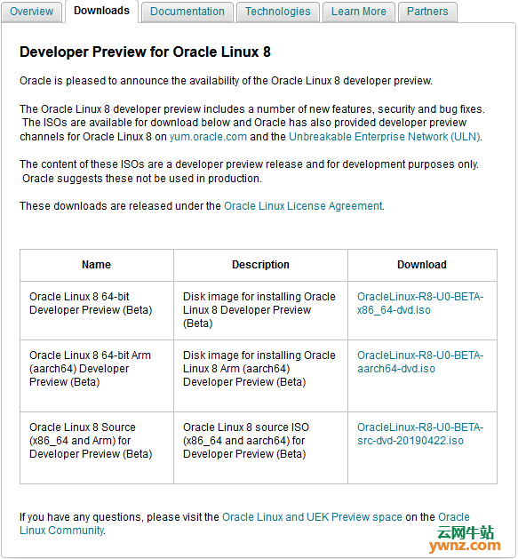 Oracle Linux 8 Beta版本已经发布