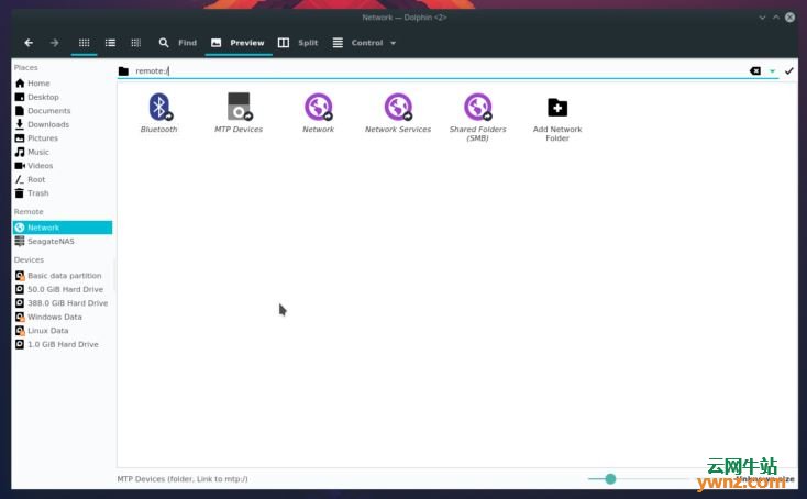 使用KDE Plasma文件管理器（Dolphin）连接到Linux上的服务器
