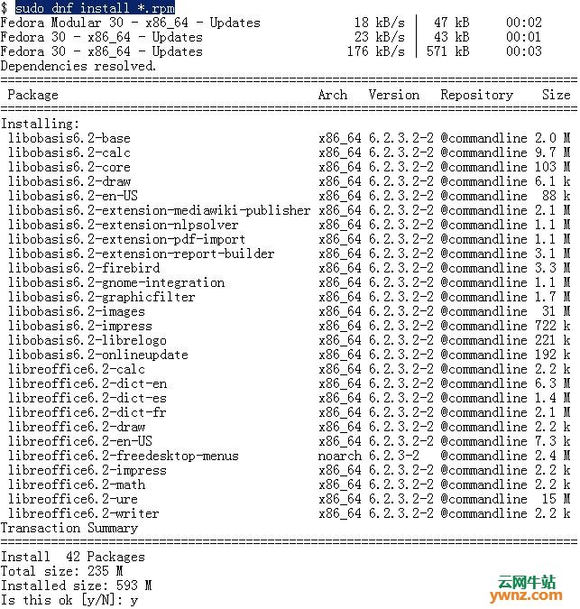 在Fedora 30/29/28系统中下载安装LibreOffice 6.2.3的方法