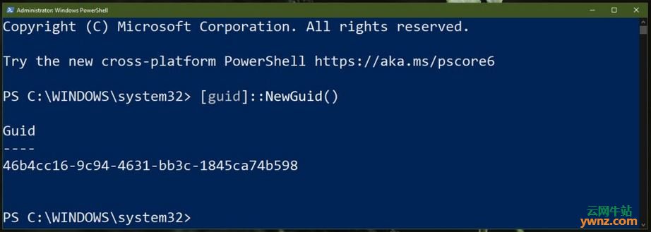 运行在Linux虚拟机上的Windows 10使用PowerShell生成GUID的方法