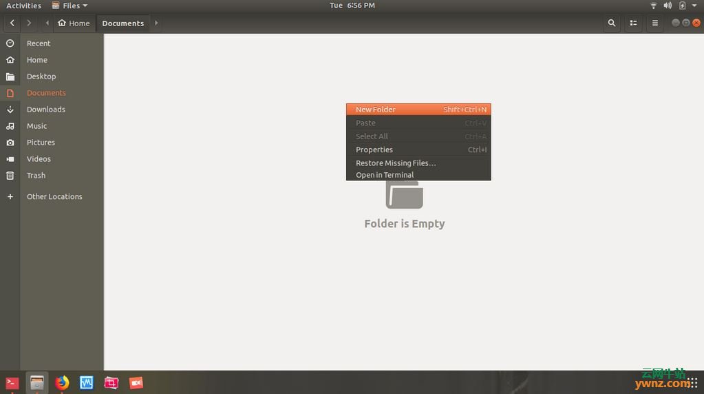 在Ubuntu 18.04右键菜单中增加新文档(New Document)及其他类型选项
