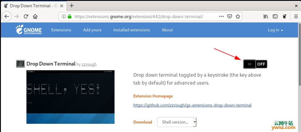 安装和使用GNOME扩展Drop Down Terminal（下拉终端）