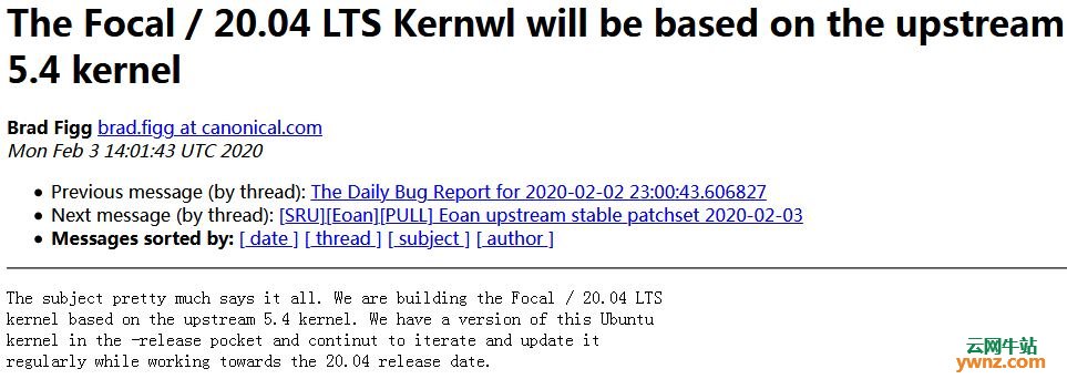 Ubuntu 20.04确认用Linux Kernel 5.4 LTS，但用户可自行升级到新内核_Linux新闻_云网牛站