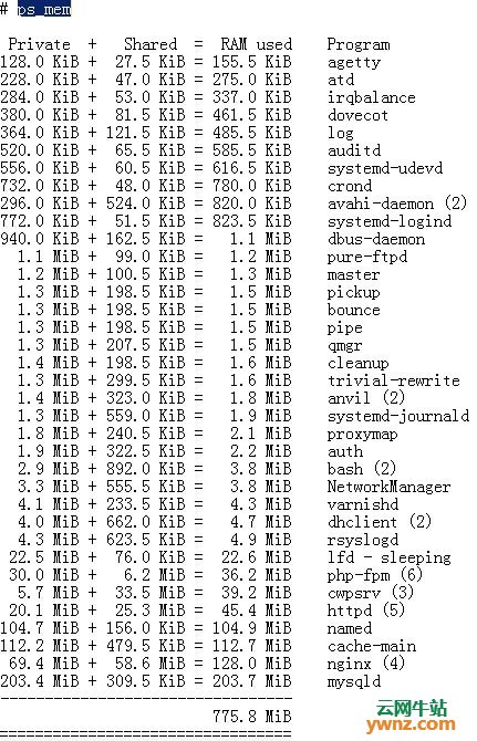 使用ps、top、ps_mem命令找出Linux中的最大内存消耗过程