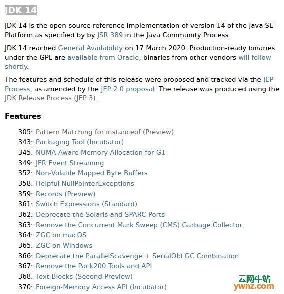 JDK 14发布：提供openjdk-14_linux-x64_bin.tar.gz下载，附新特征介绍