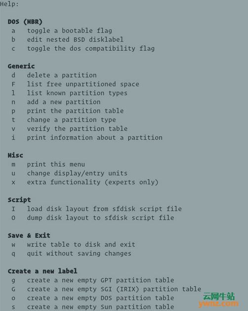 在Linux下用Fdisk命令列出分区、创建分区表、激活分区的实例