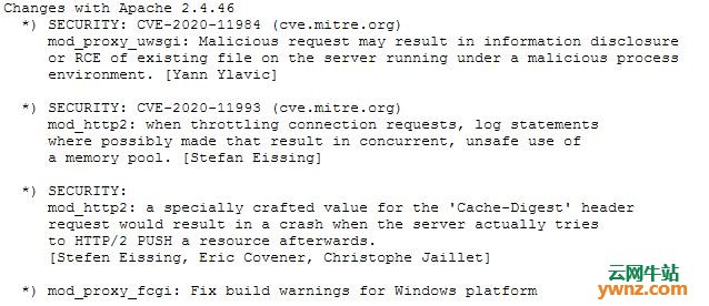 Apache HTTP Server 2.4.46发布下载：修复了安全问题，建议更新