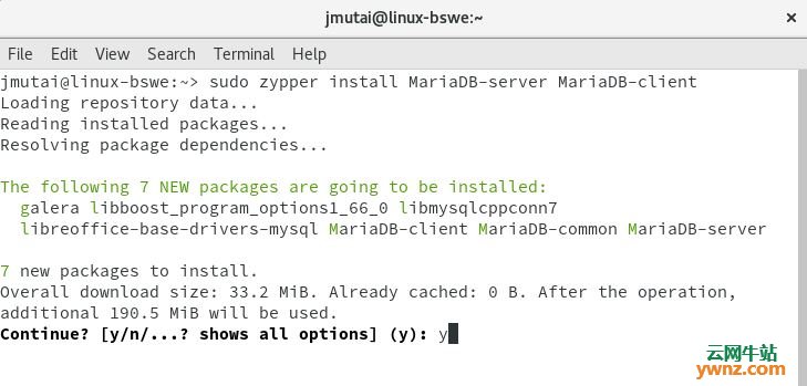 在openSUSE 15中添加MariaDB ZYpp存储库安装MariaDB 10.5版