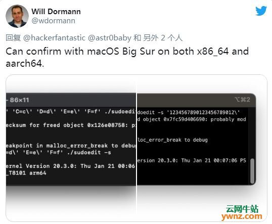 macOS上存在Sudo漏洞(CVE-2021-3156漏洞)，能用sudoedit -s