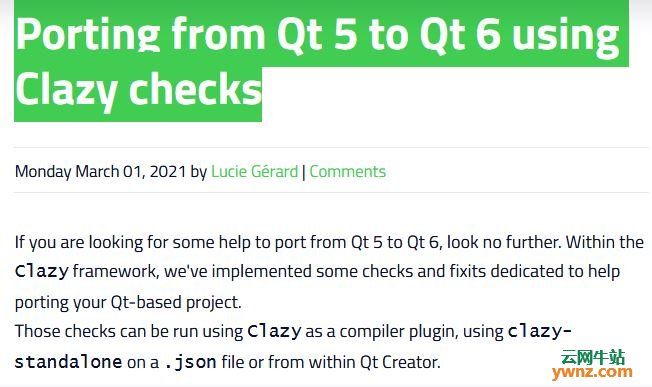 如果要从Qt 5移植到Qt 6，请使用Qt推出的Clazy框架，附介绍