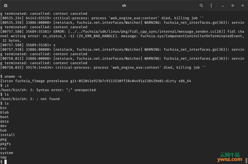 在Ubuntu 20.04系统上用FImage模拟的Fuchsia OS运行截图