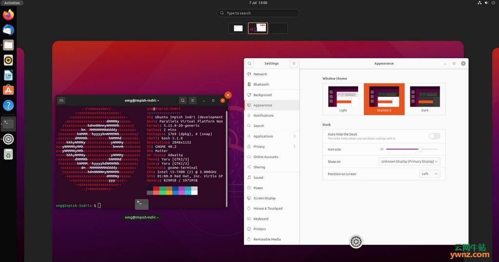 Ubuntu 21.10系统中运行GNOME 40桌面环境的介绍及截图